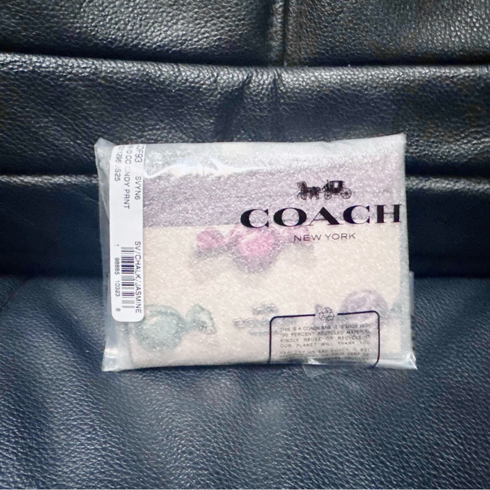COACH Mini Skinny Id Case With Candy Print & Charm Refined Pebble Leather CDF93 - Picture 12 of 14